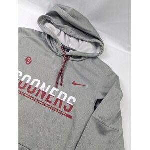 Oklahoma‎ Sooners Nike Therma-Fit Men XS XSmall Gray Hoodie With Crimson Accents